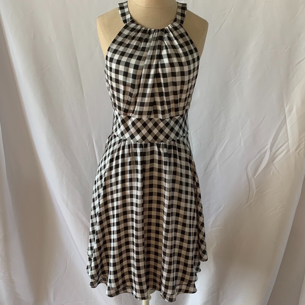 White House Black Market Black and White Gingham Dress